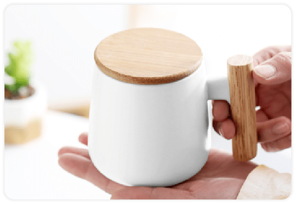 white mug with wooden lid - giftsbyrashila