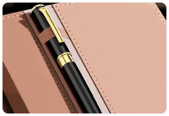 pen and leather notebook - Rashila Maju